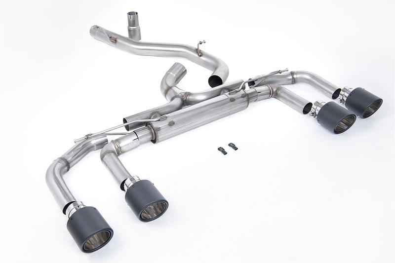 Milltek VW Golf R MK8/MK8.5 - 80mm Systems Non Valved with Carbon Tips (Race System - Loudest) photo