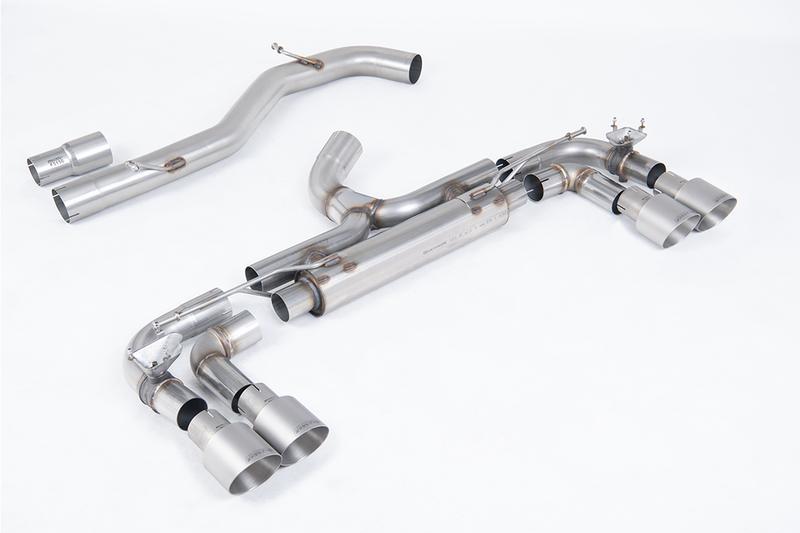 Milltek VW Golf R MK7 - 80mm Race Cat-back with GT-100 Brushed Titanium Trims (Non-Resonated - Loudest) photo